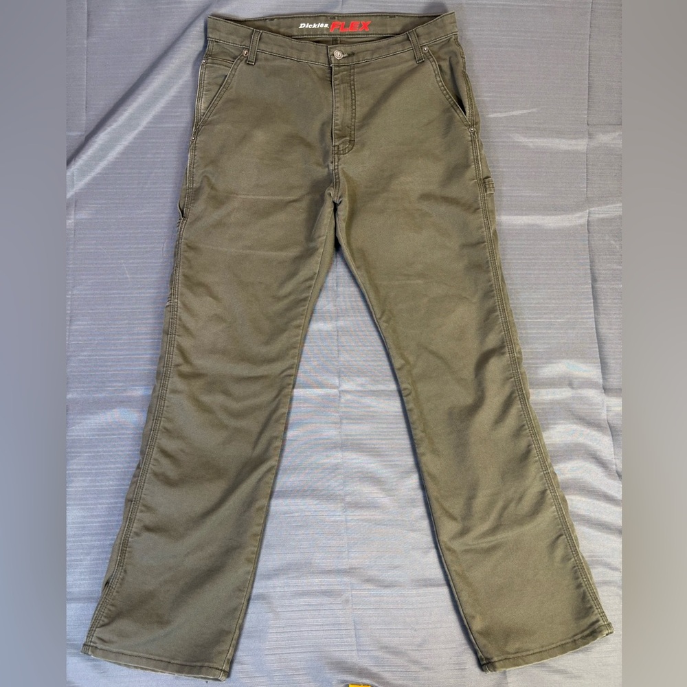 Dickies FLEX Work Pants – Olive Green | Regular Fit | Stretch Workwear | 35x32 - Picture 2 of 7